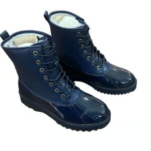JUST FAB Amy Lace-Up Waterproof Duck Boot (Size 6) (Navy Blue)